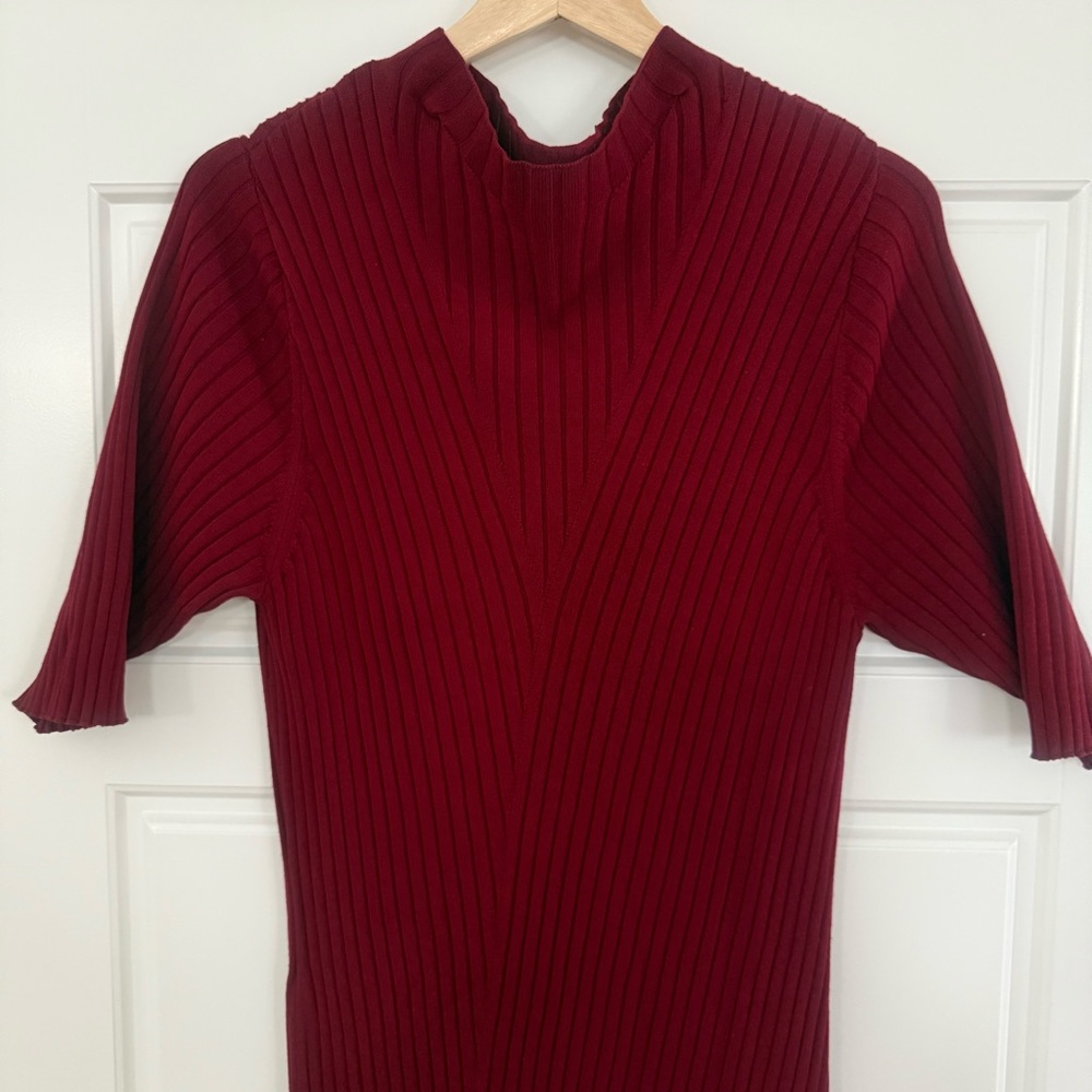 Joie Burgundy Ribbed Midi Dress - Picture 3 of 6